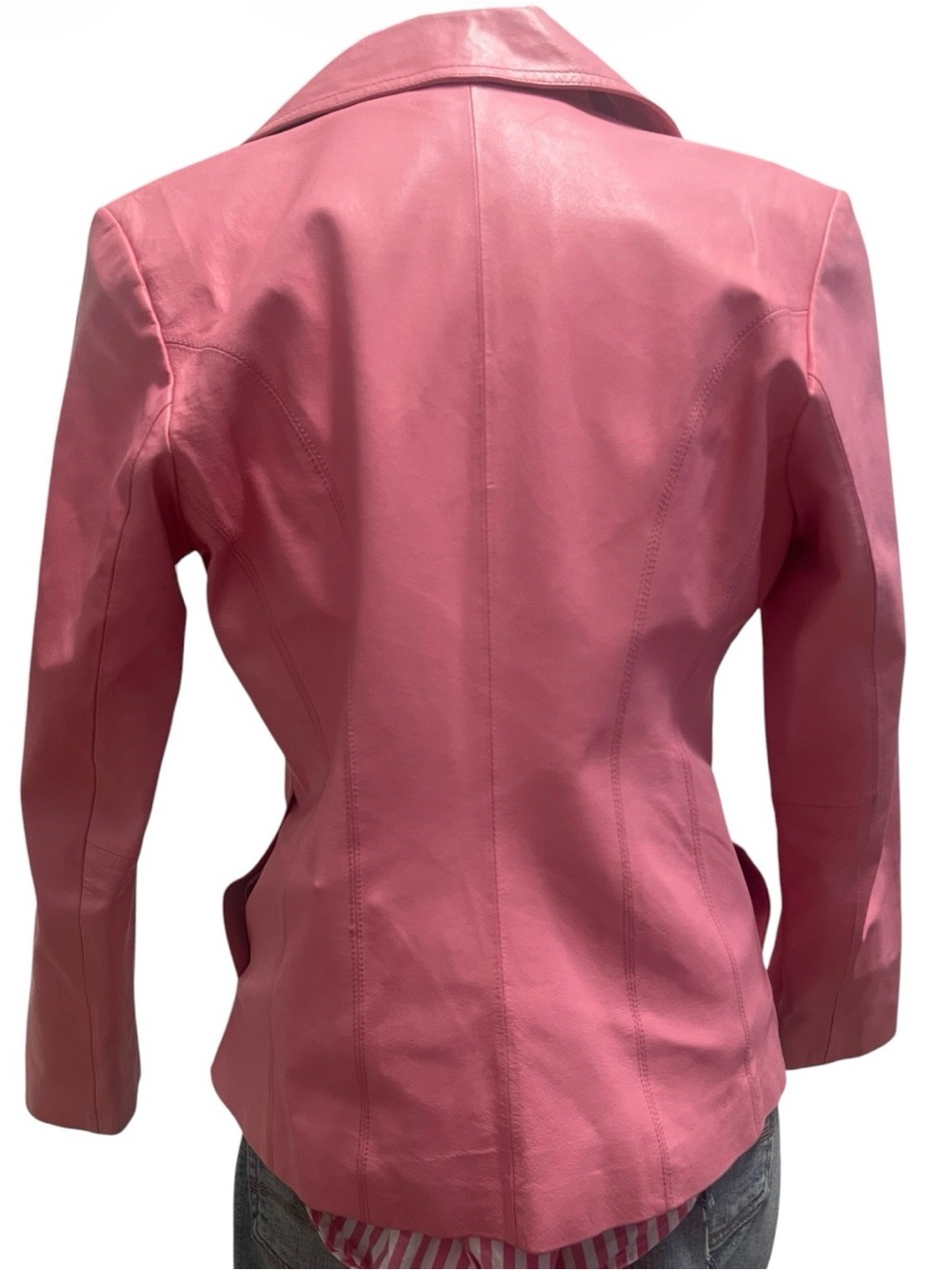 Women’s Barbie, pink Leather Jacket - Classic Zip Front - Picture 5 of 5